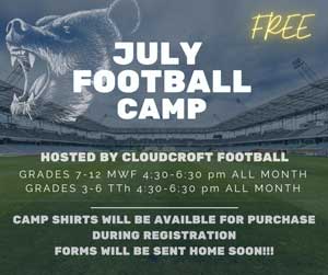 July Football camp with information from article.